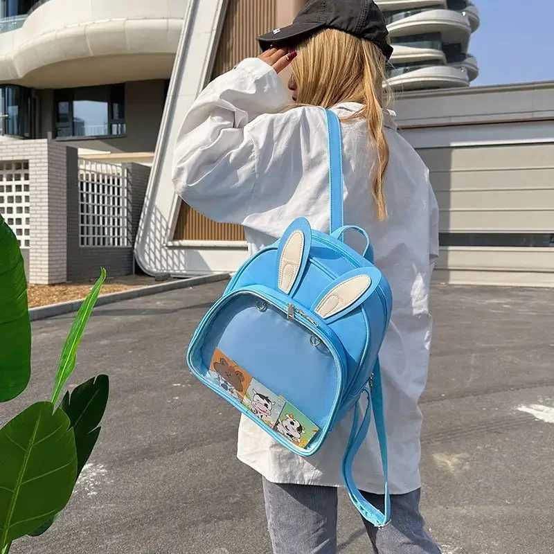 Fashion Chic Y2k Aesthetic Kawaii Student Rabbit Ears Schoolbags Casual All Match Backpacks Korean Transparent Ins Ita BagsT251016