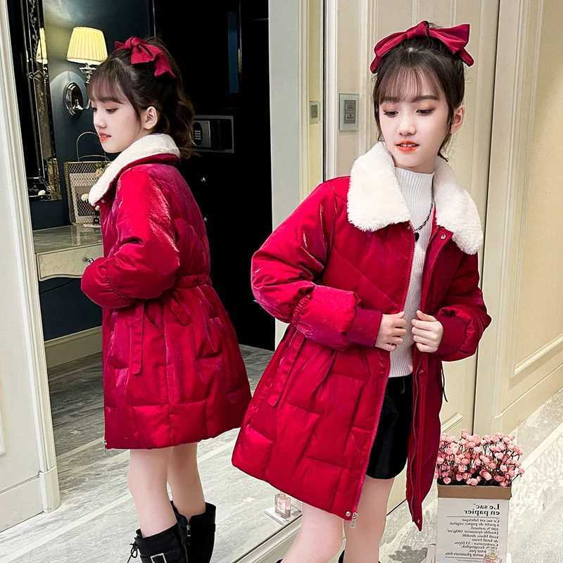 Girls Cotton Clothing Winter New Style Big Child Jacket 8 Thickening Outerwear Kids Coats Christmas Festive Parkas 7 To 12 YearsT251016