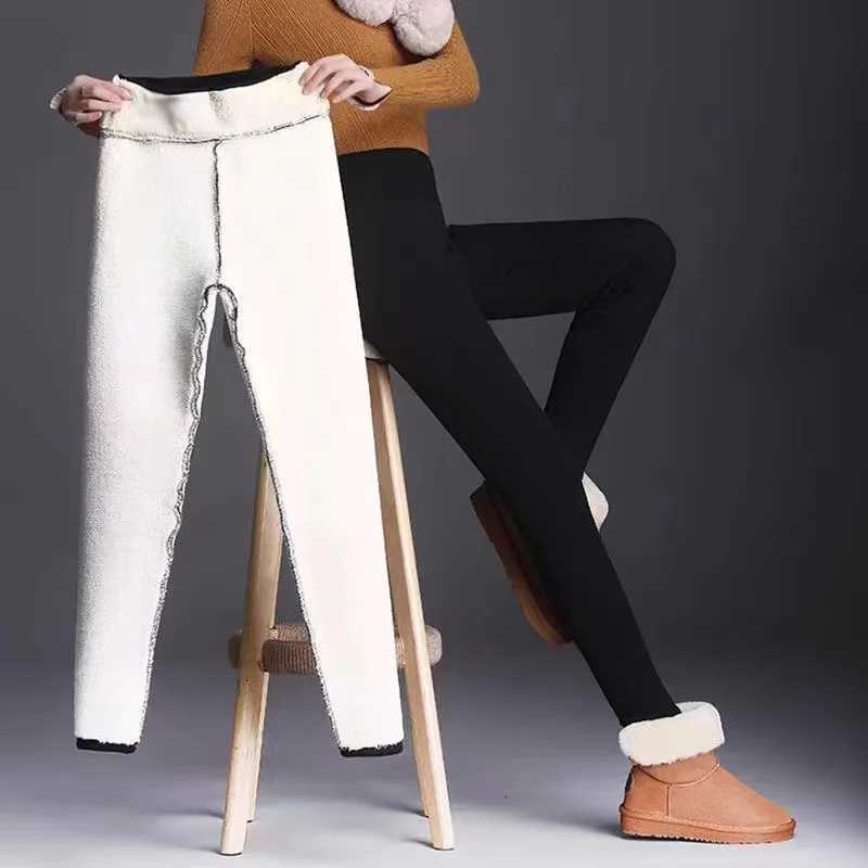 Ultra thick imitation lamb cashmere artificial velvet leggings winter plush thickened high waisted long pants warm pantsT251016