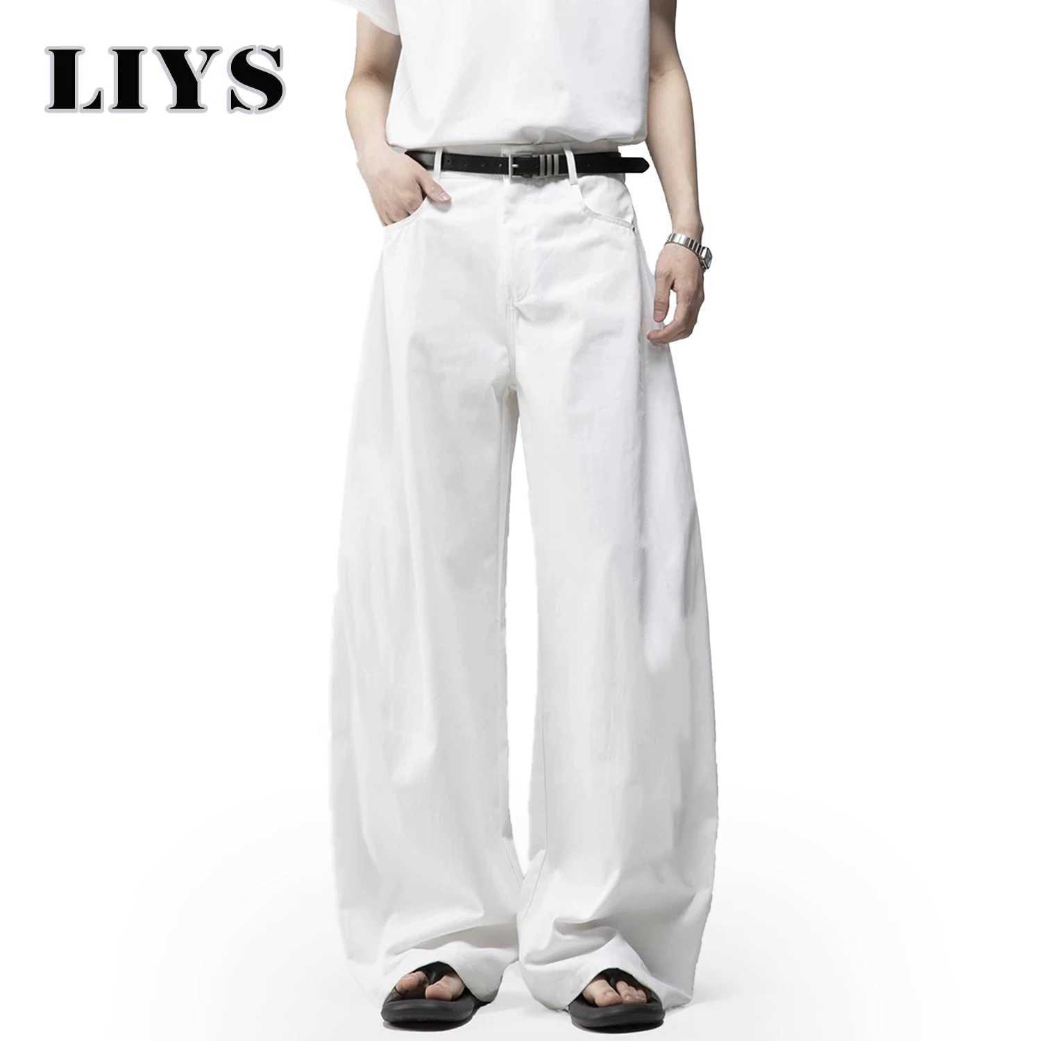 Mens White Baggy Machete WideLeg Jeans Daily Casual Denim Pants Solid Business Ladies Balloon Pants High Street Mens Clothes J251016