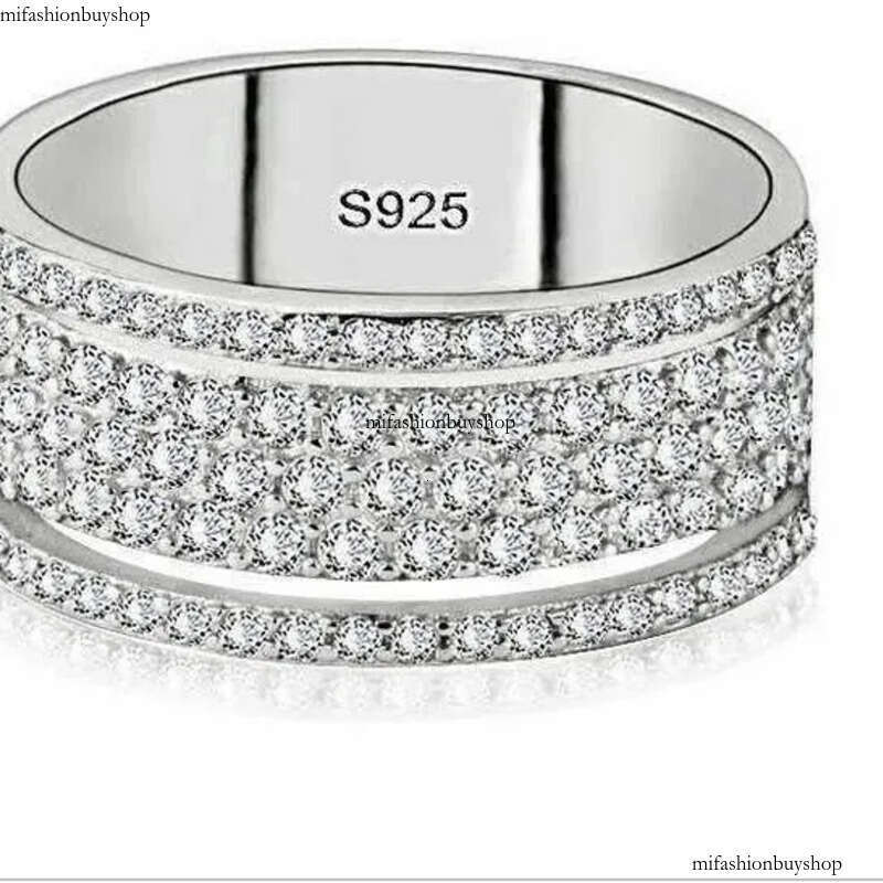 Rulalei Sparkling Jewelry Sterling Sier Pave White Sapphire CZ Dia Gemstones Party Promise Women Wedding Band Ring Gift