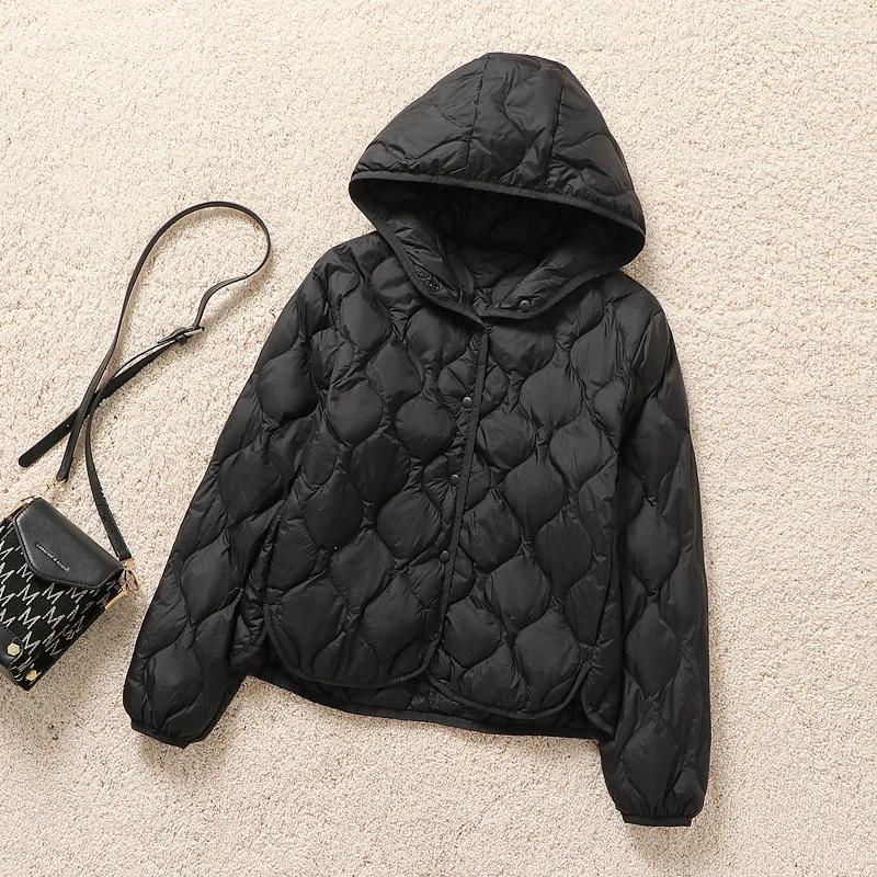 Women's Down Autumn And Winter Lightweight Jacket Fashion Warm Windproof Slim White Duck Hooded Mature