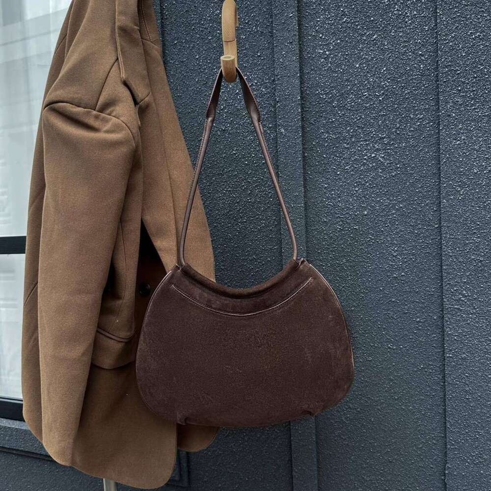 Luxury bag Genuine Leather for Women Autumn Winter New Matte Cowhide Persimmon Fashion Versatile High end Suede Shoulder Bag