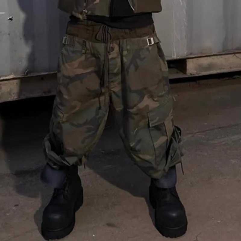 HKSH Spring Autumn New Men Tide High Street Patchwork Fake 3piece Belt Waist Design Chic Casual Straight Cargo Pants Ins HK6055 J251203