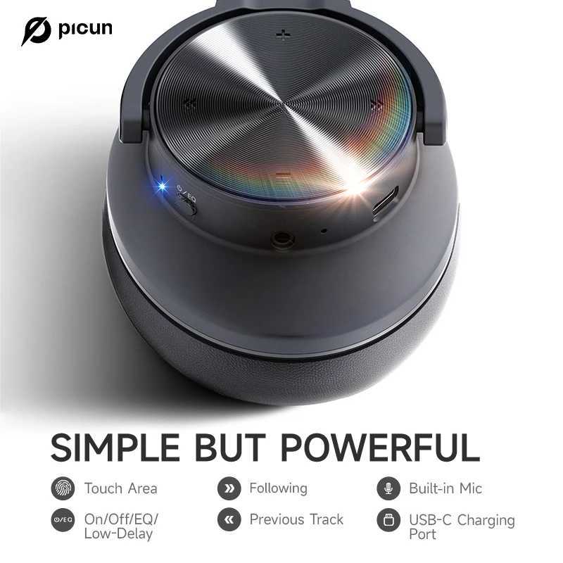 Picun B8 Headphones 120H Playtime Headset Wireless 3EQ Mode Low Latency HandsFree Calls Over Ear Headphones Z251015