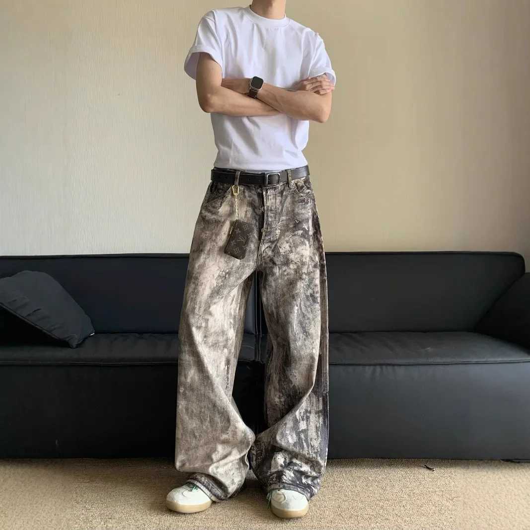 American Style 3D Digital Camouflage Printed Jeans Mens Low Waist Wide Leg Casual Long Pants Spring Summer New Style Worn in Lo J251016
