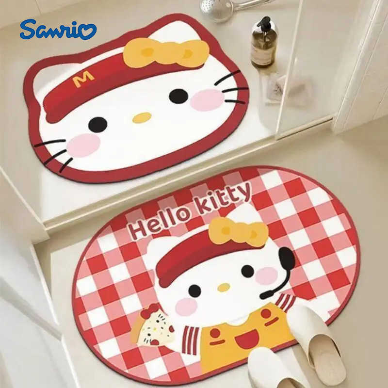 Sanrio Hot Hello Kitty Doormat Foot Mat Carpet 2 Sets Bathroom Kitchen Living Room Decoration Household Kawaii Anime Cartoon New L2510161