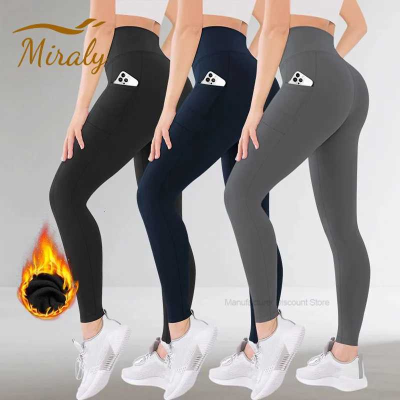 2025 New Winter Warm Fleece Leggings Women Pocket High Waist Fitness Yoga Legging Seamless Sport Tight Butter Lift Ankle PantsT251016