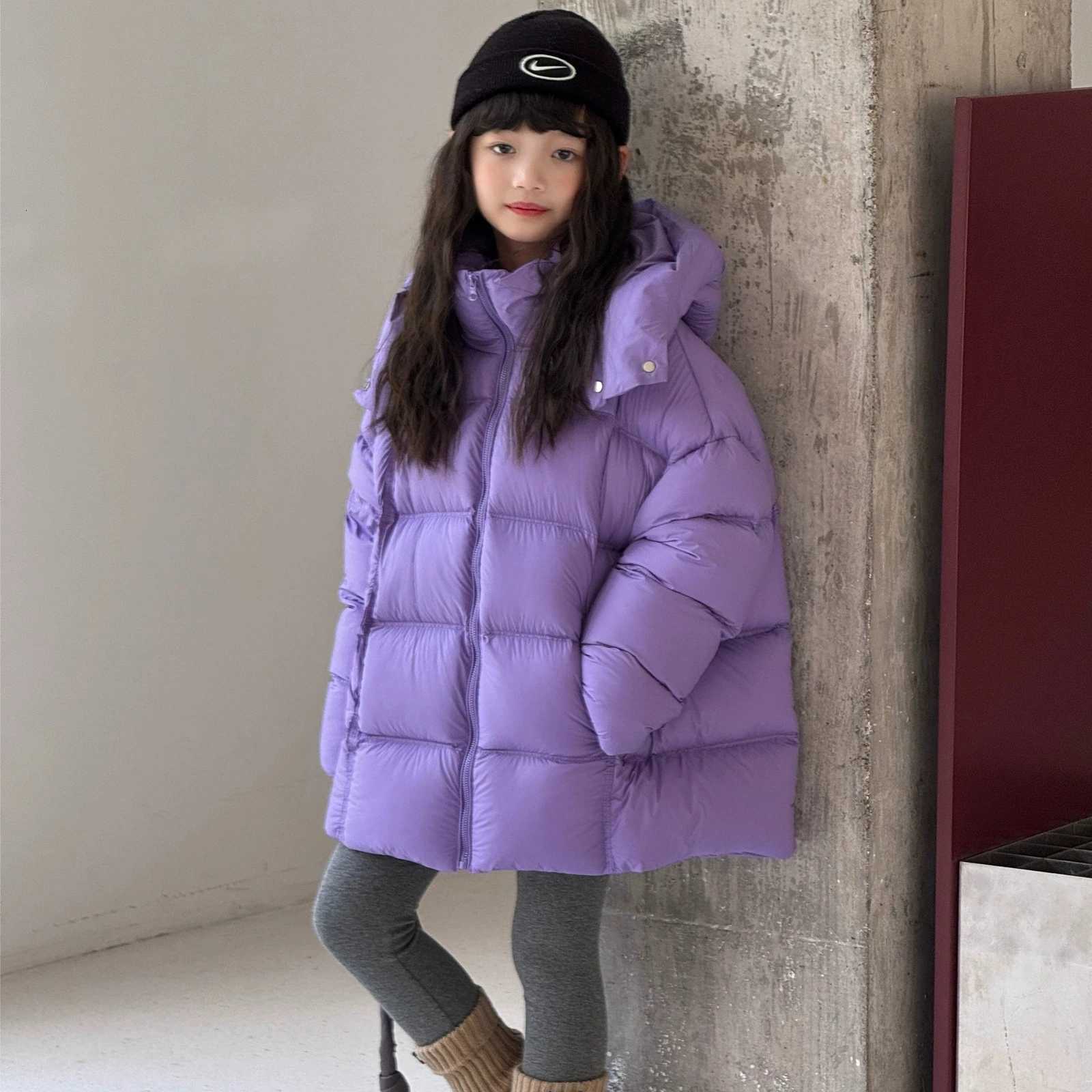 Childrens Down Jacket Hooded Natural Fur Collar 2025 New Winter Girls Coat Warm White Duck Down Boys Loose Fit Jacket RM207T251016