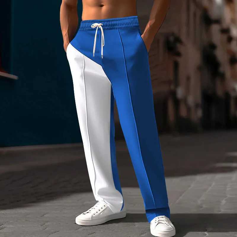2024Spring and Autumn Mens New Trendy AllMatch Straight Color Matching Casual Street AllMatch Pants Oversized Pants J251203