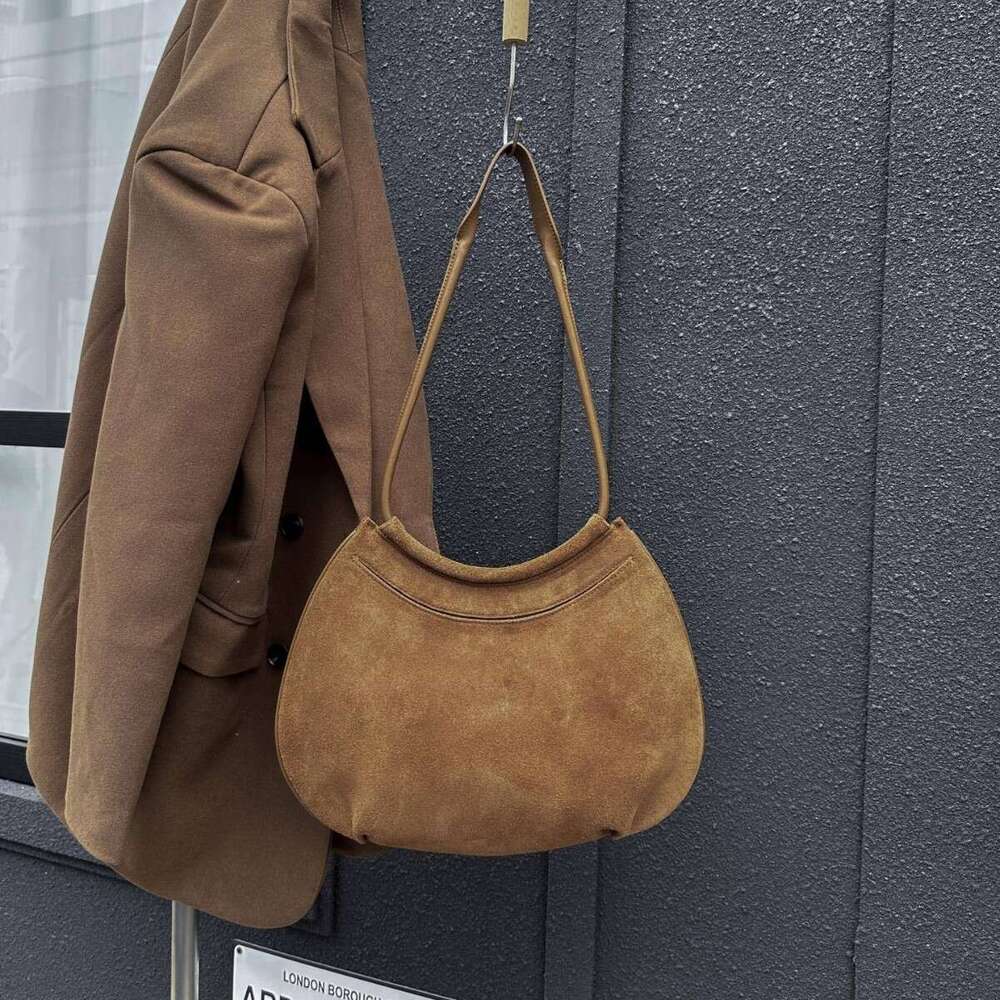 Luxury bag Genuine Leather for Women Autumn Winter New Matte Cowhide Persimmon Fashion Versatile High end Suede Shoulder Bag