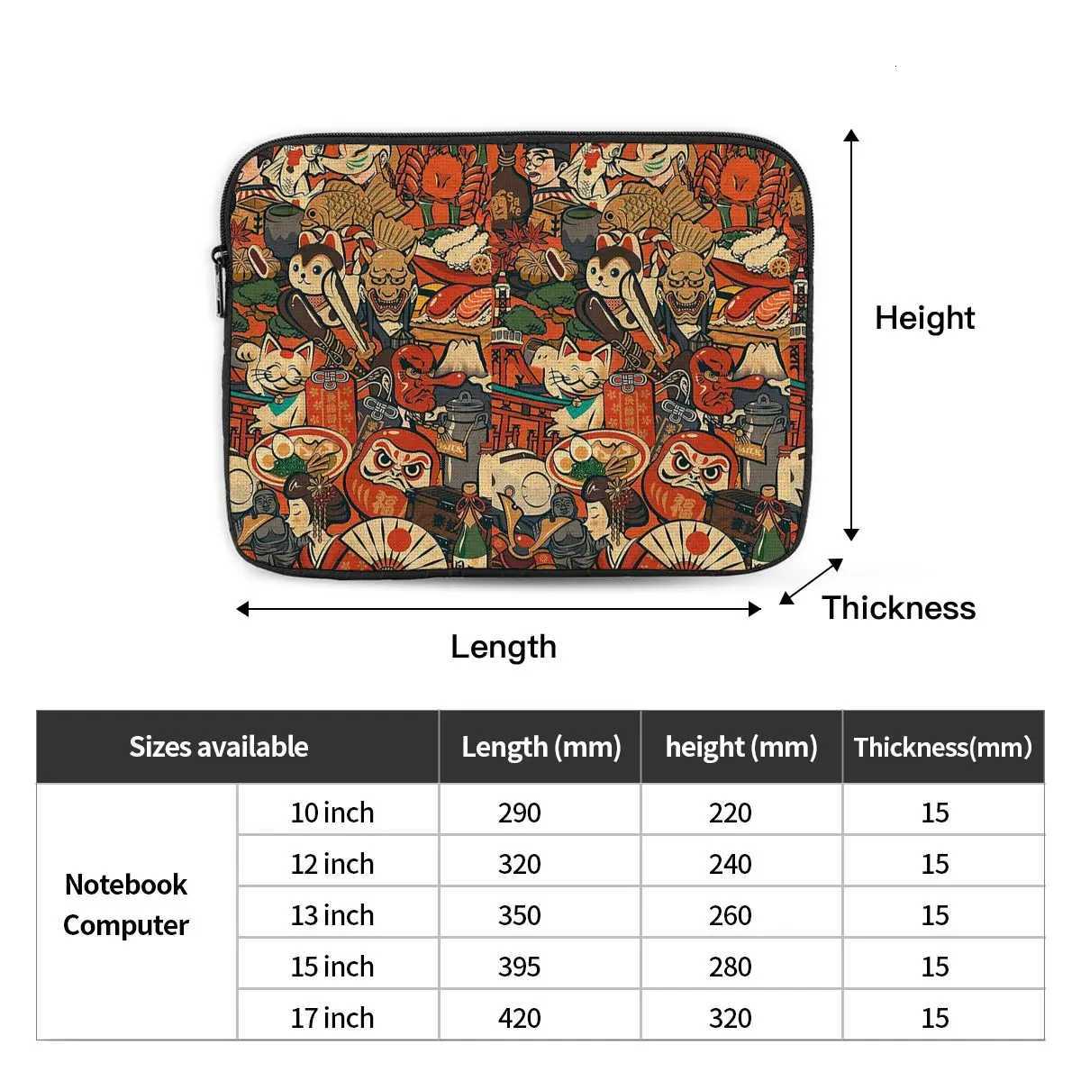 Japanese Sushi Crabs Daruma Laptop Bag Case 10 12 13 15 17 Inch Notebook Bag Sleeve Computer Shockproof Case BagW251015