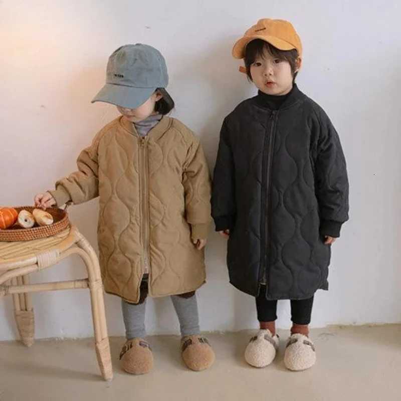 Korean Kids Outerwear Winter Girl New Children Midlength Padding Cotton Coat Baby Boys Warm Cotton Clothes Loose Coat 29 YrsT251016