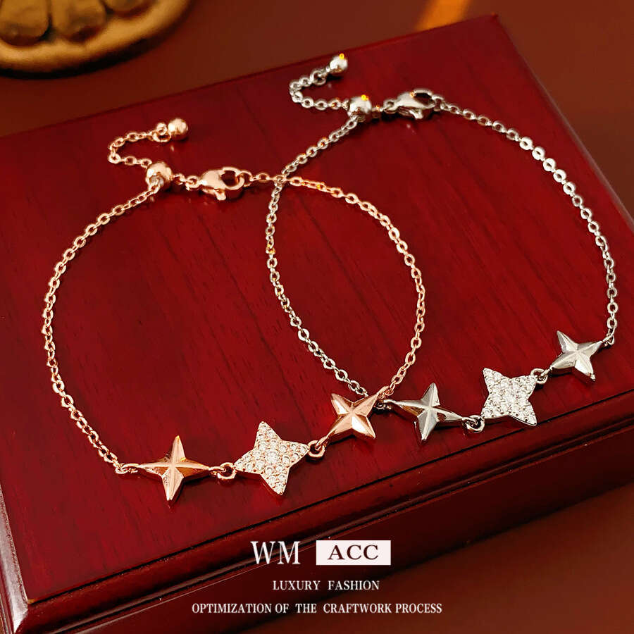 Korean Style Exquisite Zircon Star Pull-out Daily Fashion Commuting Versatile Bracelet Design Sense Niche Jewelry ddmypluto