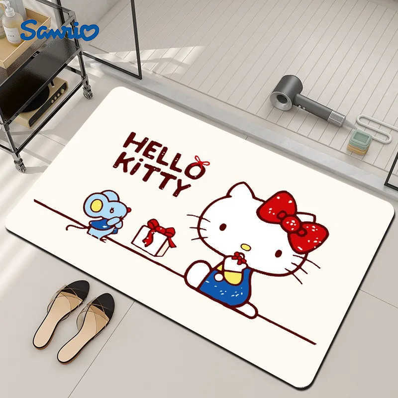 Sanrio Cute Cartoon Hello Kitty Floor Mat Bathroom Absorbent Non Slip Mat Bathroom Door Mat Entrance Mat Fully Covered Foyer Mat L251016