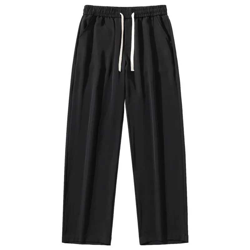 Casual Men Summer Thin Ice Silk Straight Pants Quickdrying Trendy Sports Trousers J251203