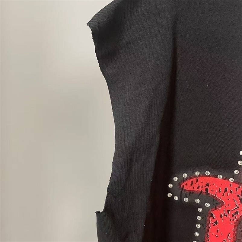 High Street Oversized Angel Tank Top Men Women Summer Classic Rhinestone MIXED EMOTION Vest Sleeveless TShirt 251015