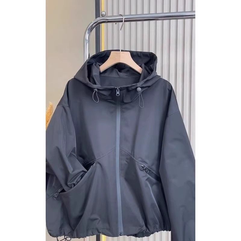 Women's Jackets Autumn Quality Hooded Bomber Jacket Casual Short Cargo Coat For Woman Zipper Pocket Khaki Baseball Female Outwear