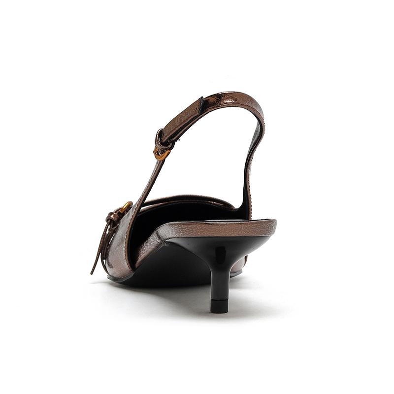 Women's Fashion Bronze Pointed Toe Stiletto Heel Slingback Pumps - Artificial Leather Slip-On High Heels-36232