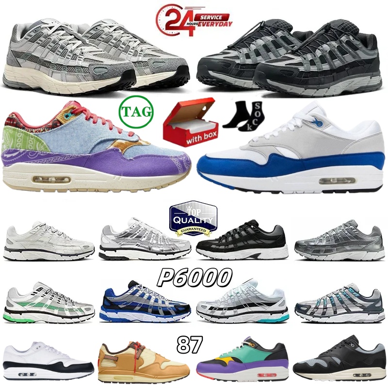 Designer Shoes P6000 trainer 1 87s Patta Men Women Sneakers Metallic Silver Triple Black White Anthracite Smoke Grey Sports Trainers Casual shoes Running shoes