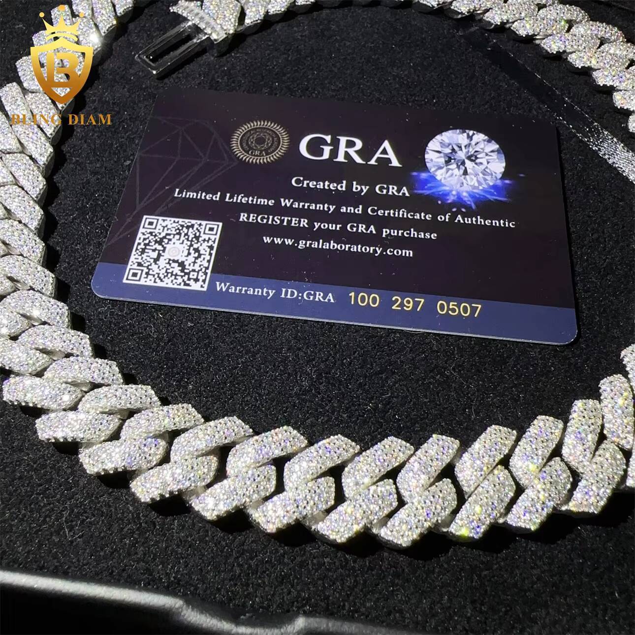 Pass Diamond Tester Iced Out VVS Moissanite Diamond Sterling Silver 925 Hip Hop Fine Jewelry Miami Cuban Link Chain Necklace