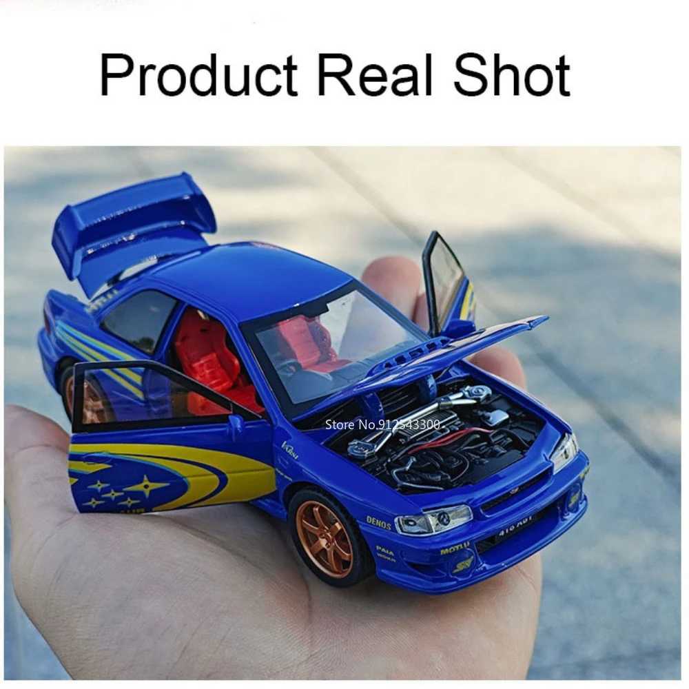 1:32 Scale Subaru Impreza STI Alloy Car Toy Model Doors Opened Shock Absorption Vehicle Models Sound Light Gifts for Children M251016