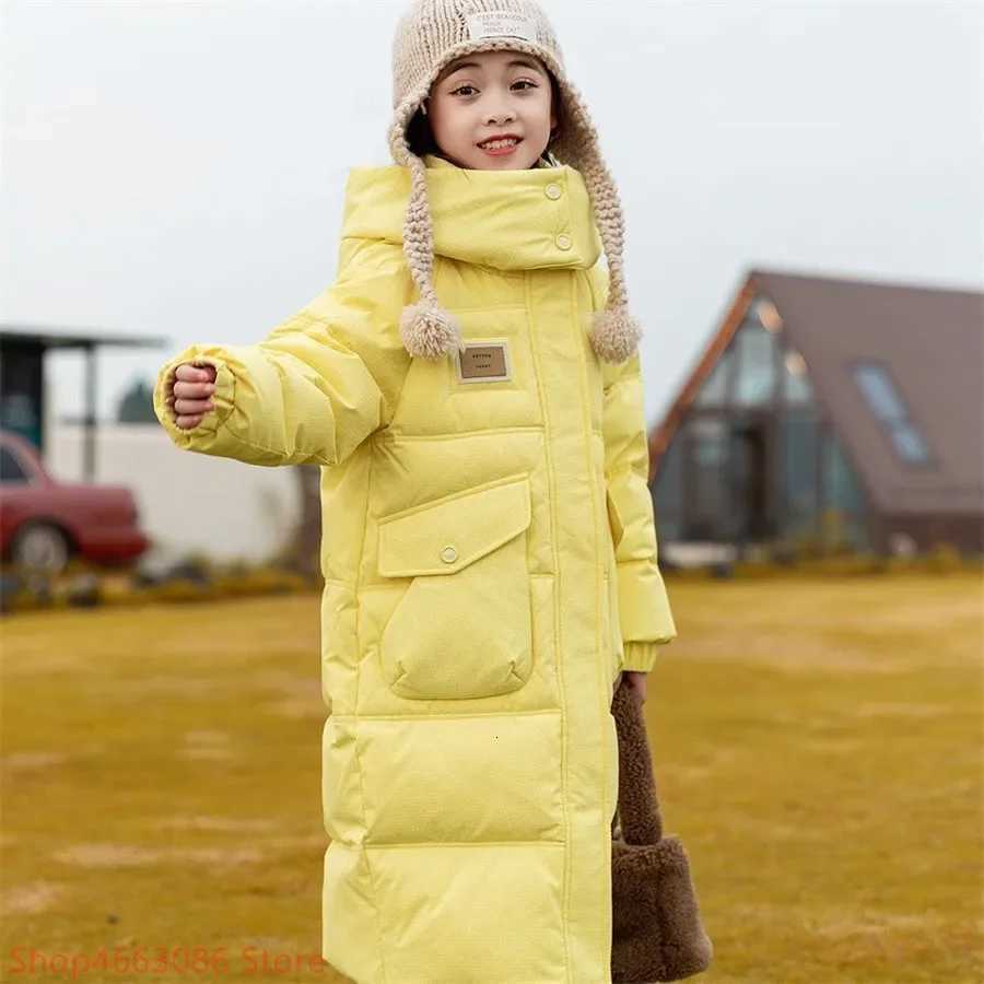 Winter Down Jacket for Girls Windproof Thick Warm Cotton Clothes Lengthen Fashion Hooded Padded Coat for Teenager GirlsT251016