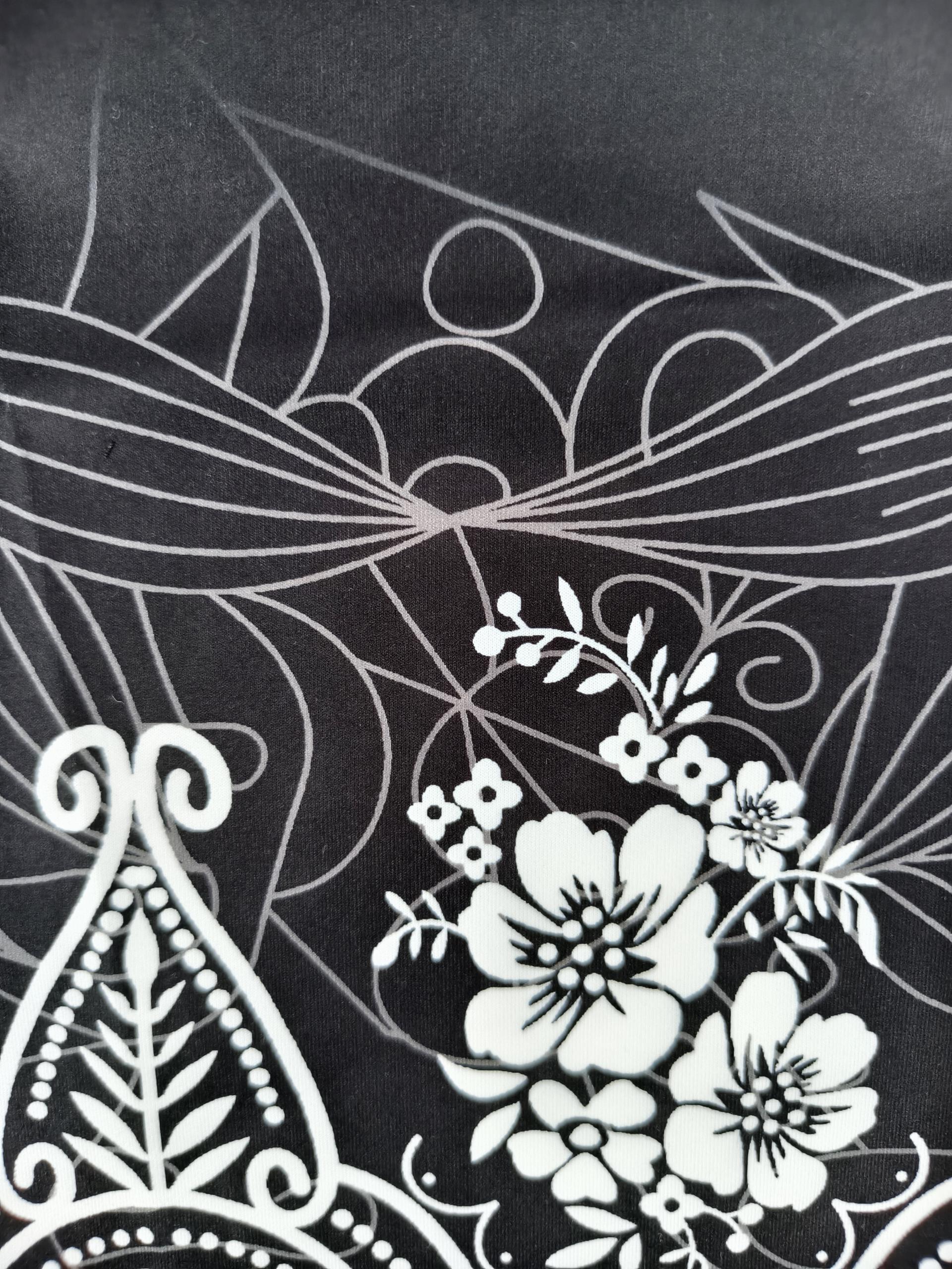 Women's Summer Fashion Vacation Floral Printed V-Neck Short Sleeve Milk Silk T-Shirt - Black-CF50614