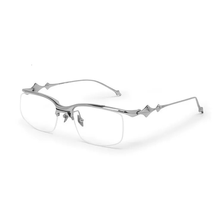 High Texture Silver Half Frame Glasses Men Women Sweet Cool Y2K Anti Blue Light Flat Mirror Ins Retro Metal Glasses 251014