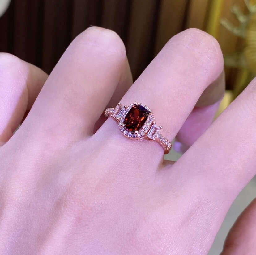 TikTok Kuaishou Live Rectangle Simulated Diamond Gemstone Open Red Crystal Ring Jewelry ddmypluto