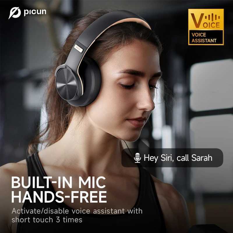 Picun B8 Headphones 120H Playtime Headset Wireless 3EQ Mode Low Latency HandsFree Calls Over Ear Headphones Z251015