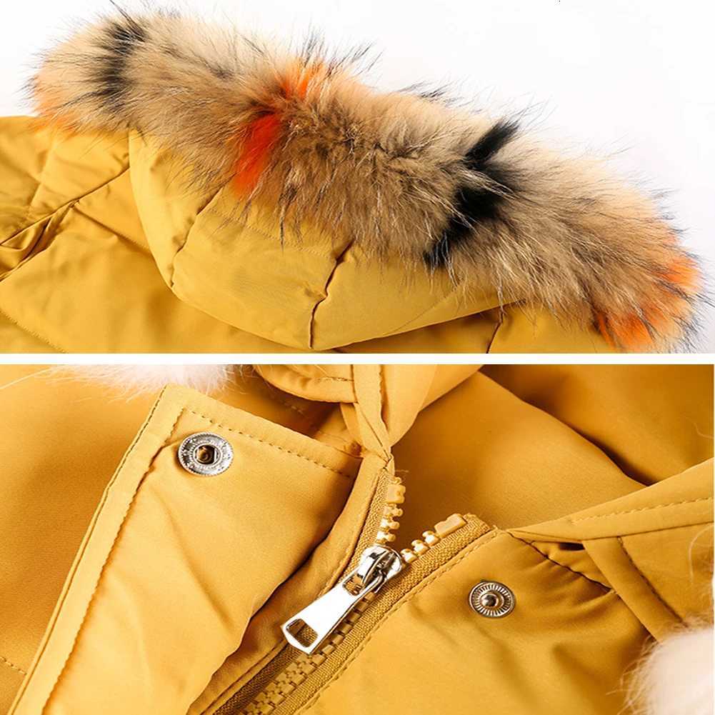 AMUR LEOPARD Girls Padded CoatWinter Warm Long JacketFur Hooded Kids OvercoatWindproof Casual Childrens Down JacketT251016