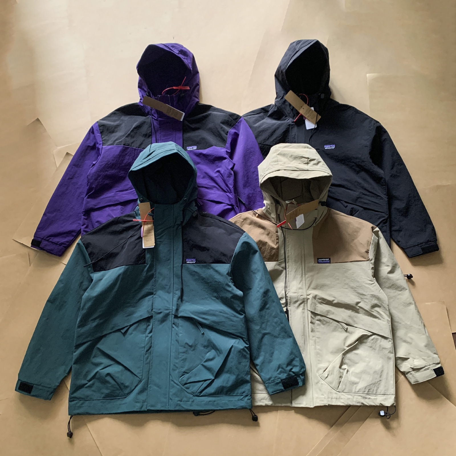 Patag Color Block Outdoor Hooded Casual Jacket Mens Versatile Workwear Windbreaker Coat 230310