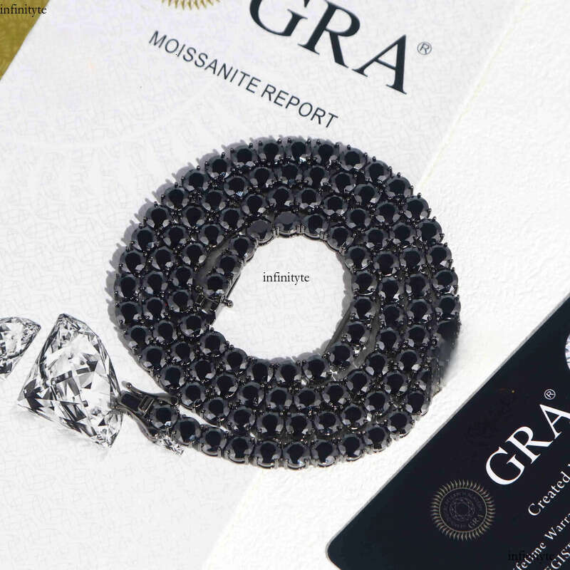 Hot Selling Black Cuban Link Bracelet Necklace 2mm to 6.5mm GRA Certificate Moissanite Tennis Chain S Solid Sier