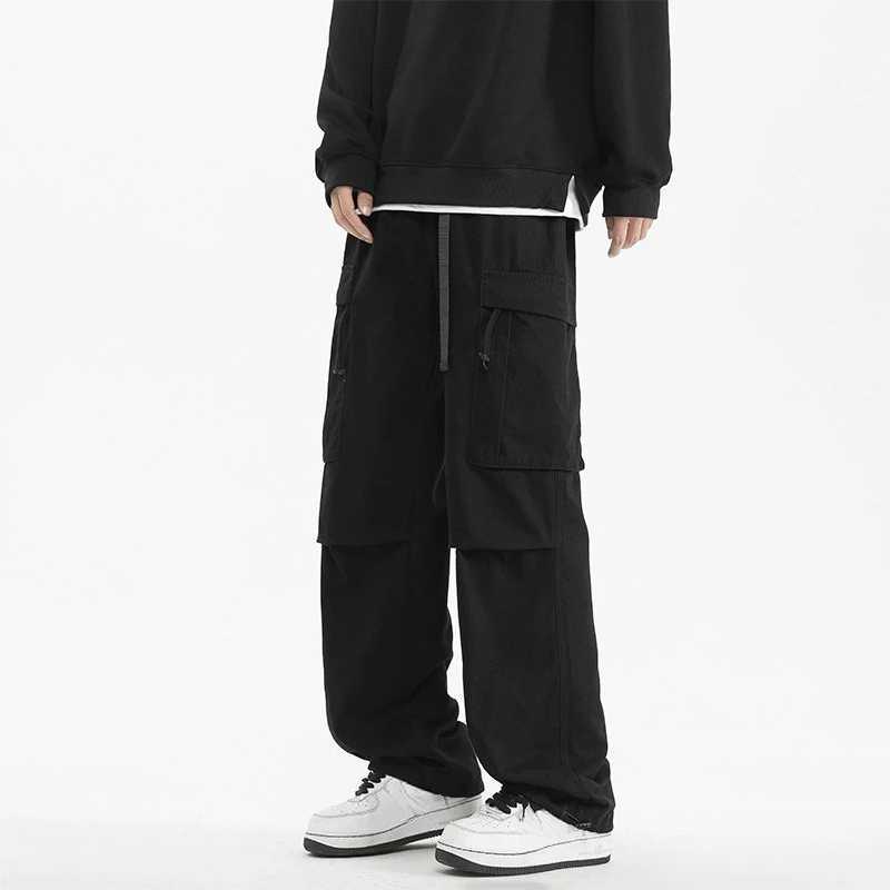 2025 autumn new fashion mens cotton casual fashion loose straight leg wide leg multi pocket work pants mens sports pants styl J251203