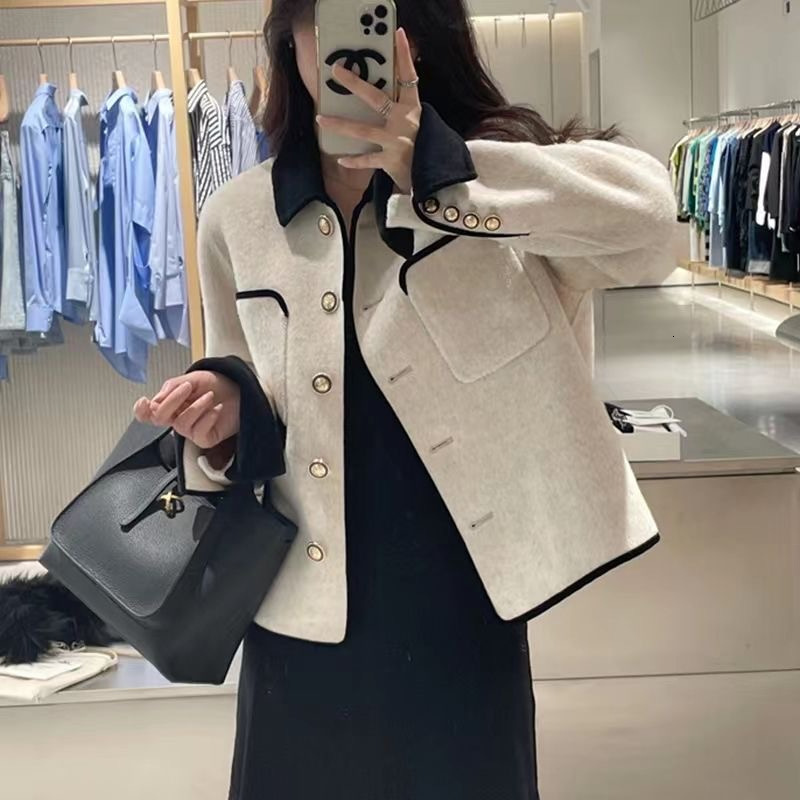 2025 Autumn/Winter New fashion Top Double layered Designer Jacket Women's Side Wool Jacket Short Jacket Color blocked New Luxury Edition Jacket