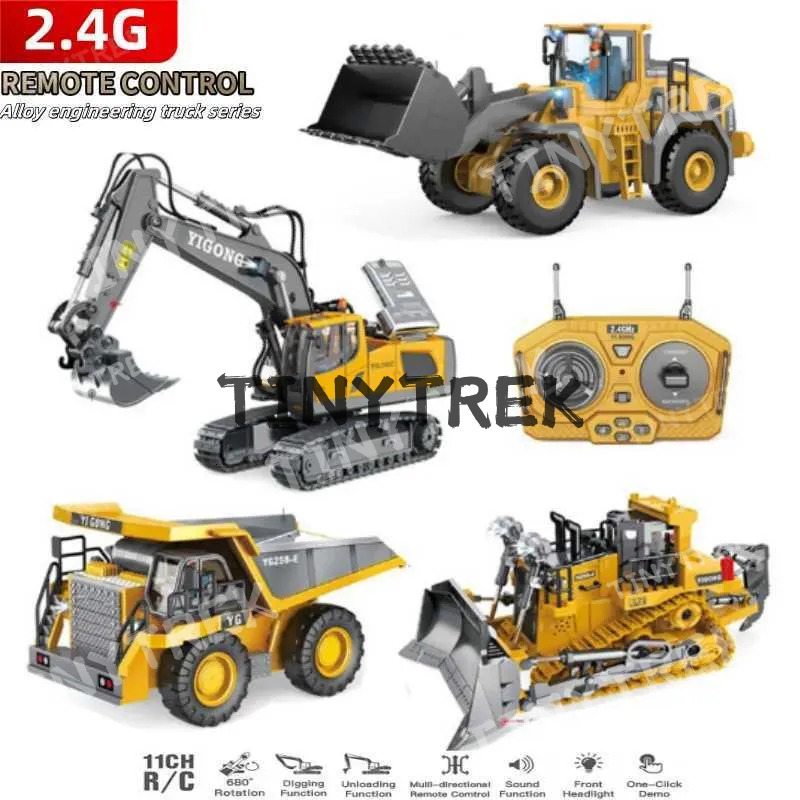 New Remote Control Engineering Vehicle Dwe76 Crler Truck Bulldozer Toys RC Excavator Dumper Car 2.4G For Boys Kids Holiday Toy Giftsxj241221