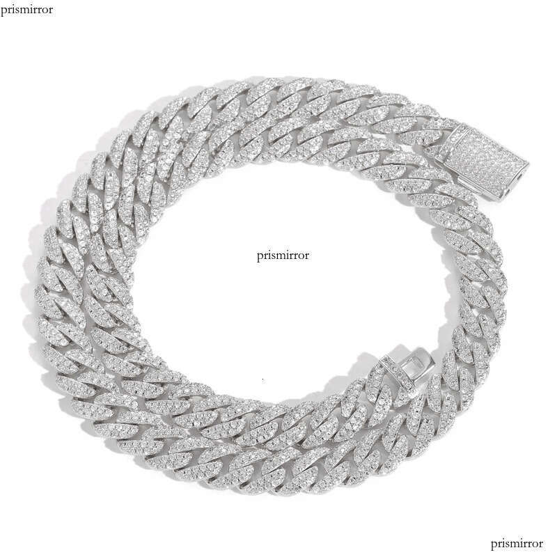 Moissanite Gold Sier Chains For Mens Womens Miami Cuban Link Chain Bracelets Necklace Jewelry 10mm Double Row Dia