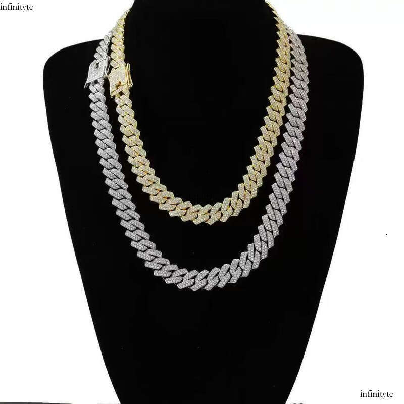 Iced Out Vvs 2 Rows Miami Gold Necklace Sterling Sier Dia Moissanite Cuban Link Chain