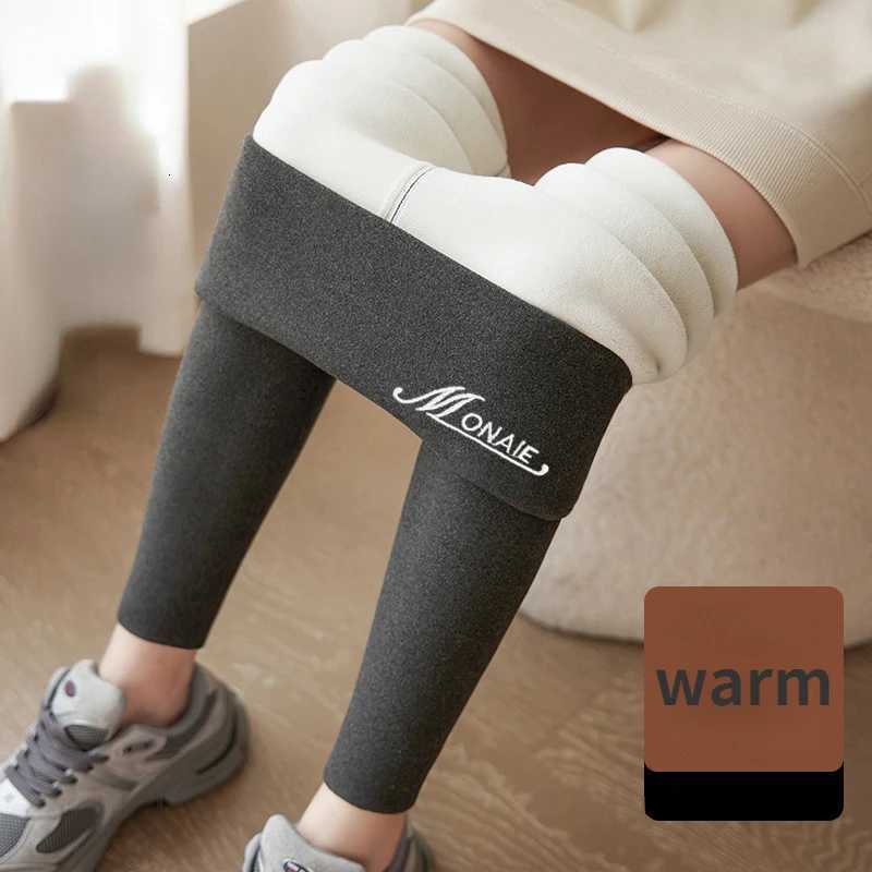 Winter Cashmere Leggings Women Solid Warm Leggings High Waist Slim Stretchy Pants Big Size Adding Velvet and Thickening PantsT251016