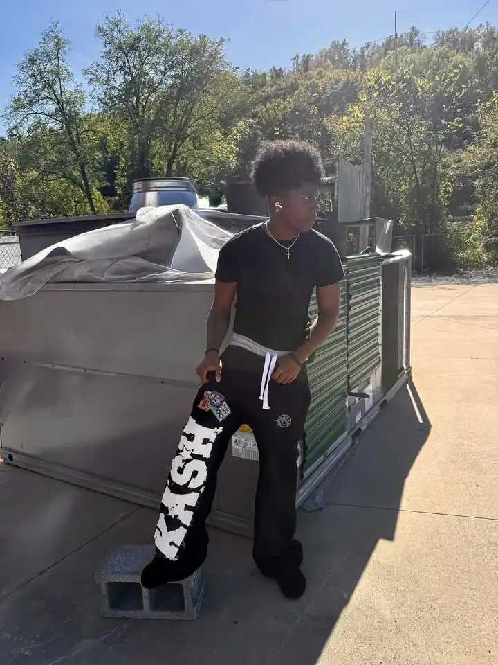 Streetwear American Mens Sweatpants Y2K Embroidered Patches and Letter Patches Double Layer Baggy Sports Casual Jogging Pants J251016