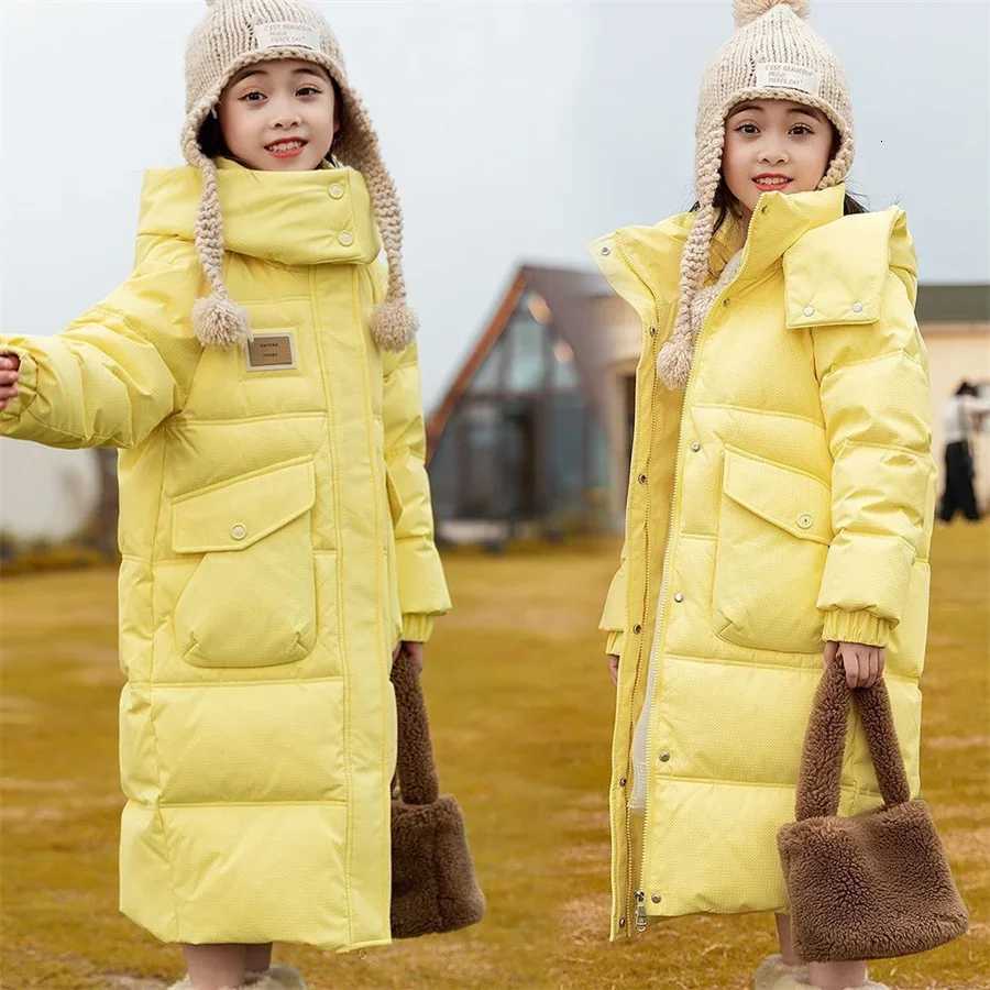 Winter Down Jacket for Girls Windproof Thick Warm Cotton Clothes Lengthen Fashion Hooded Padded Coat for Teenager GirlsT251016