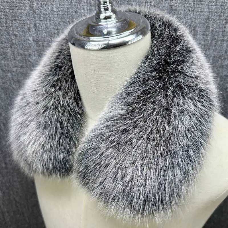 Genuine Fox Fur Collar Oversized Square Collar Scarf Hat Strip Fur Colla Natural Fur Shawls Furry Fur Scarf Jket Coat Decor S251015