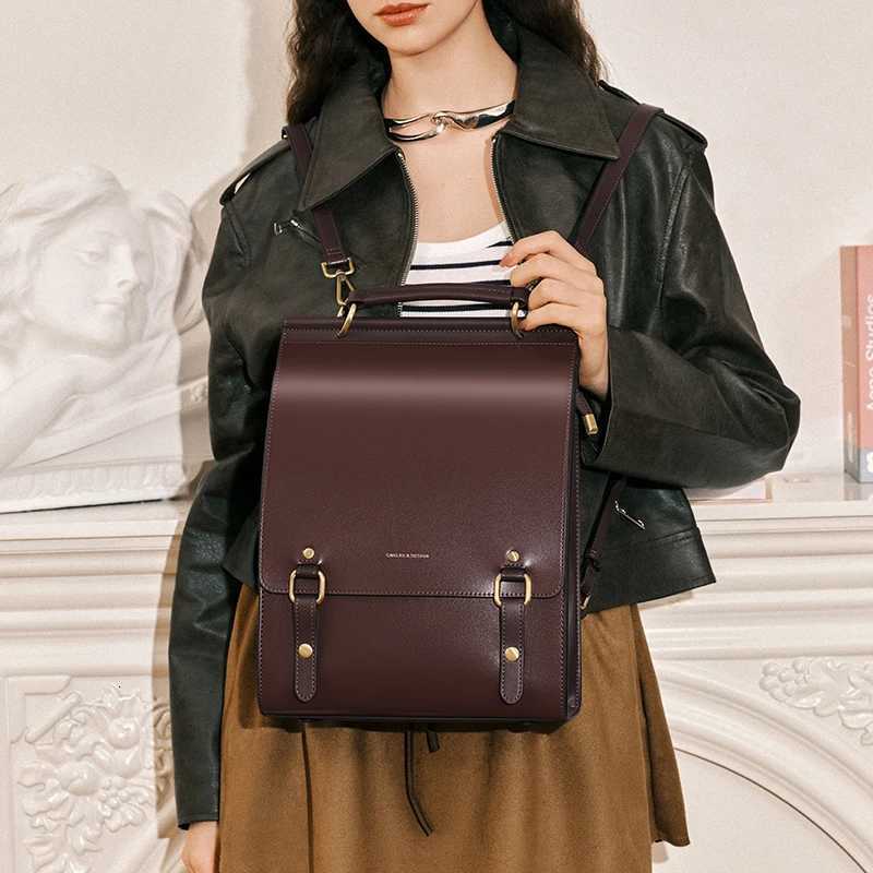 Cnoles Vintage Womens Leather Backpack Casual Shoulder Bag Travel Purse for Girls College School Book BagT251016