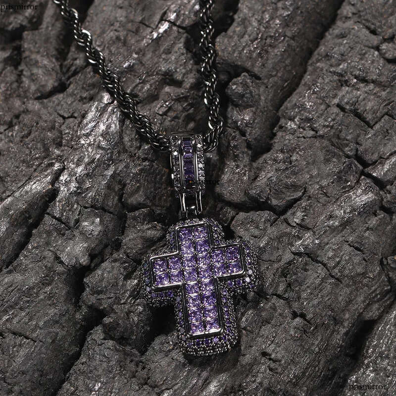 Iced Out Cross Pendant Gold Sier Hip Hop Necklace Jewelry For Men