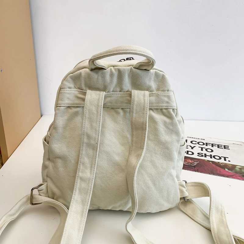 Canvas Women Small Backpack Korean Vintage School Mini Backpack Women Bagpack Female Solid Girl mochilasT251016