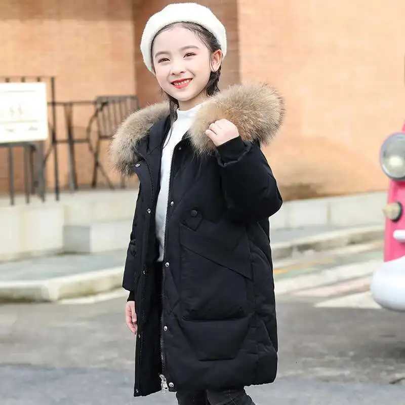 516 Y Teen Girl autumn Winter down Jacket Coat Hooded Long toddler girl clothes Parka real Fur Overcoat Warm Children ClothingT251016