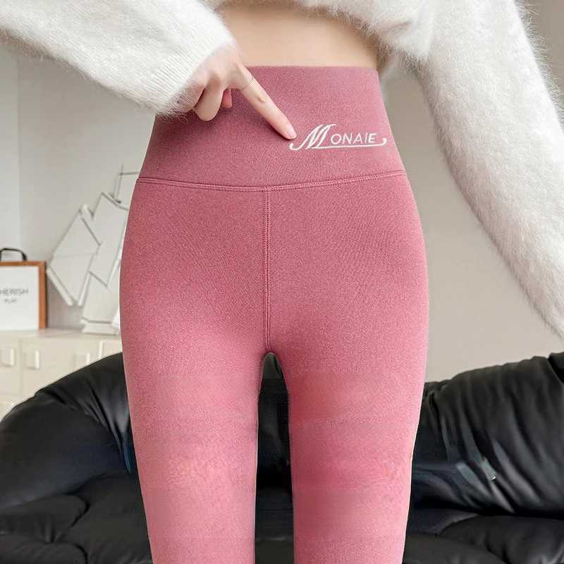 Winter Cashmere Leggings Women Solid Warm Leggings High Waist Slim Stretchy Pants Big Size Adding Velvet and Thickening PantsT251016
