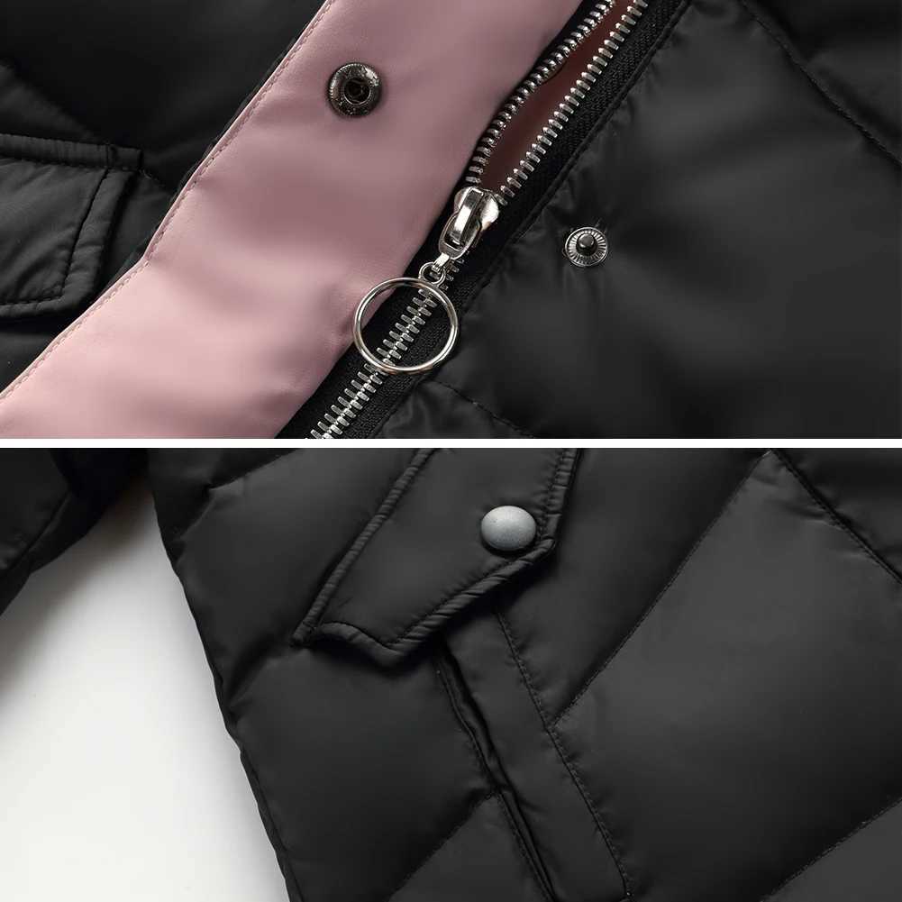 Girls Down Jacket Warm Thick Fur Hooded Cotton Coat Children Outerwear Zipper Letter Printed Long Puffer Coats for WinterT251016