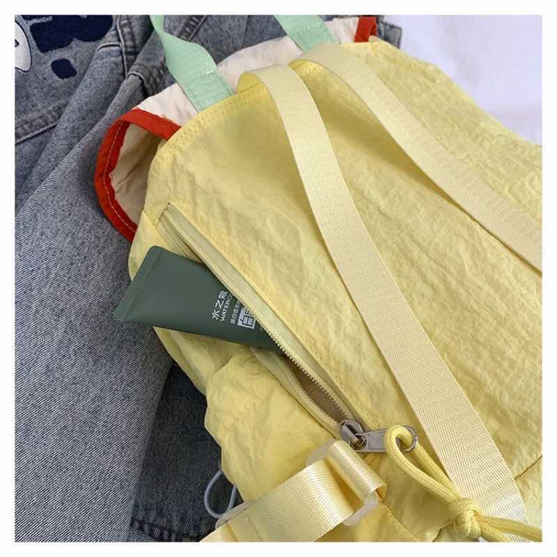 Women Backpack Preppy Style Versatile Commuting Backpacks Student Travel Casual Sports Color Clashing Drawstring Nylon BagT251016